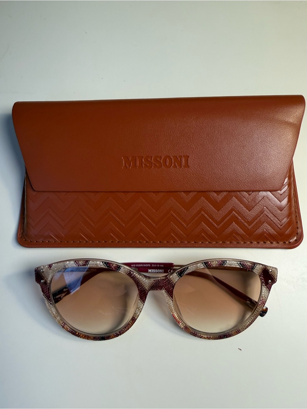 Missoni Multicolor Patterned Cat-Eye Sunglasses with Brown Gradient Lenses
